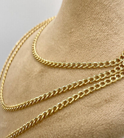 14K Solid Gold Miami Cuban Link Chain Necklace/ 14K Yellow Cuban Necklace/ 3.2mm, 22"- 25.5" Link Cuban Chain for Men & Woman/Birthday Gift!