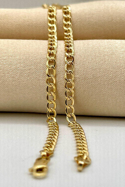 14K Solid Gold Curb Cuban Bracelet Chain, Real 14K Yellow Gold Bracelet, 3.2mm wide_7.5" Curb Links Bracelet for Men & Women, Birthday Gift!