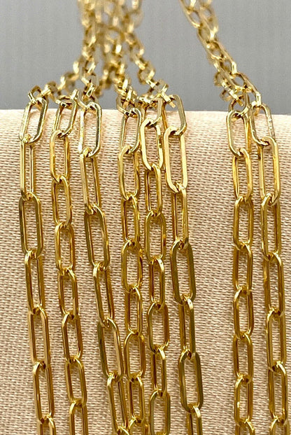 14K Solid Gold Paperclip Chain Necklace,Real 14K Yellow Gold Paperclip Chain,2.8mm_20"-26" 14K Gold Chain for Men and Woman,Birthday Gift!