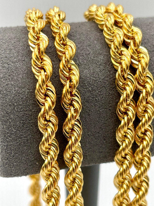 14K Solid Gold Rope Chain Necklace, Pure 14K Gold Rope Chain, 4MM_26"- 27.5",Real 14 Karat Yellow Gold Chain for Men & Women, Birthday Gift!