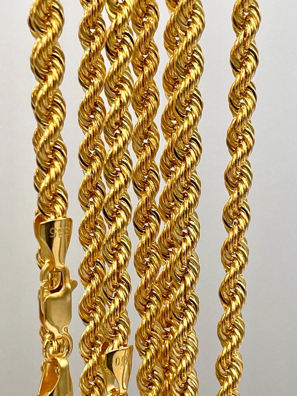 14K Solid Gold Rope Chain Necklace, Pure 14K Gold Rope Chain, 4MM_26"- 27.5",Real 14 Karat Yellow Gold Chain for Men & Women, Birthday Gift!