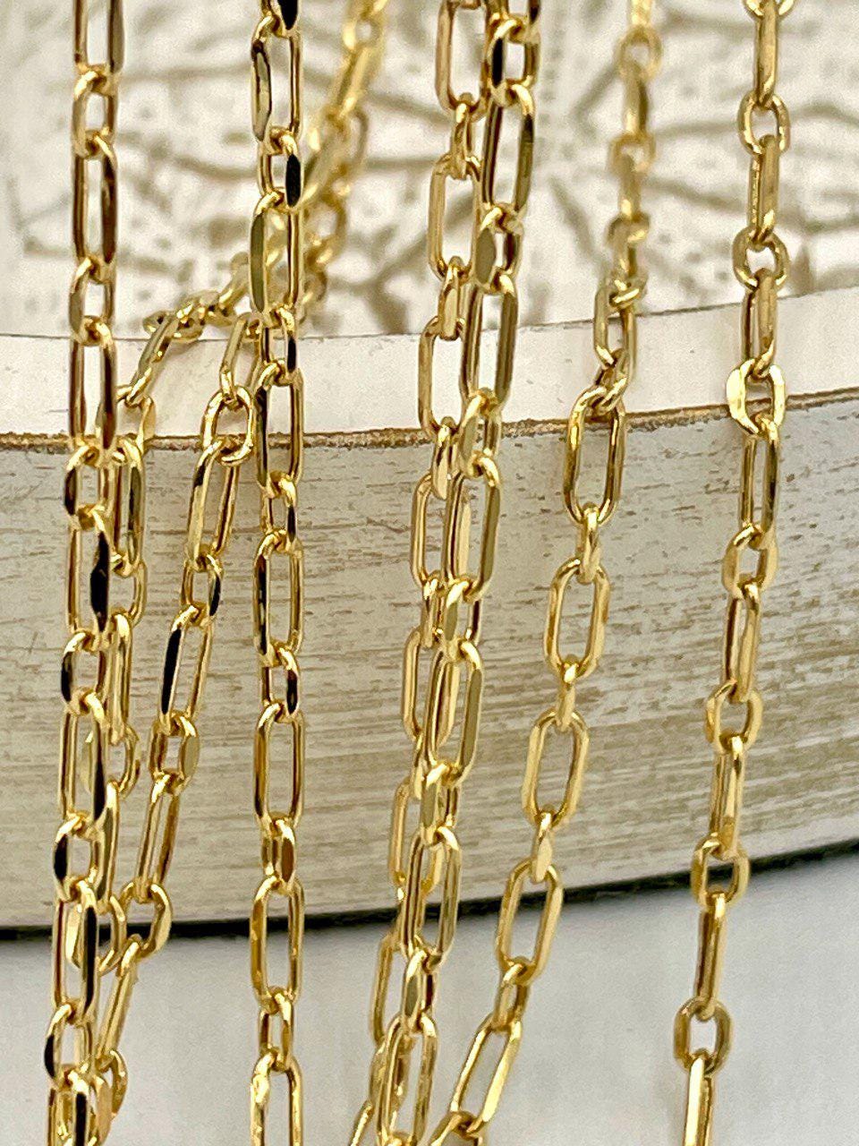 14K Solid Gold Cable Chain Necklace, Real 14K Gold Cable Link Diamond-cut Chain, 2.10MM Thick, Real 14K Gold Trending Chain for Men & Women!