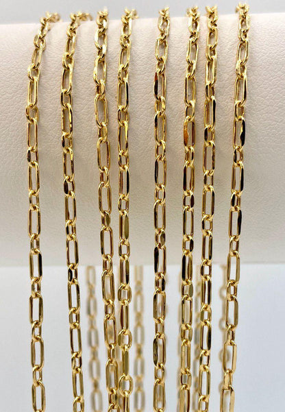 14K Solid Gold Cable Chain Necklace, Real 14K Gold Cable Link Diamond-cut Chain, 2.10MM Thick, Real 14K Gold Trending Chain for Men & Women!