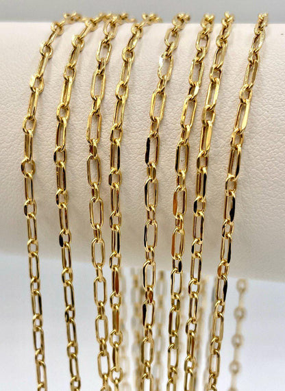 14K Solid Gold Cable Chain Necklace, Real 14K Gold Cable Link Diamond-cut Chain, 2.10MM Thick, Real 14K Gold Trending Chain for Men & Women!