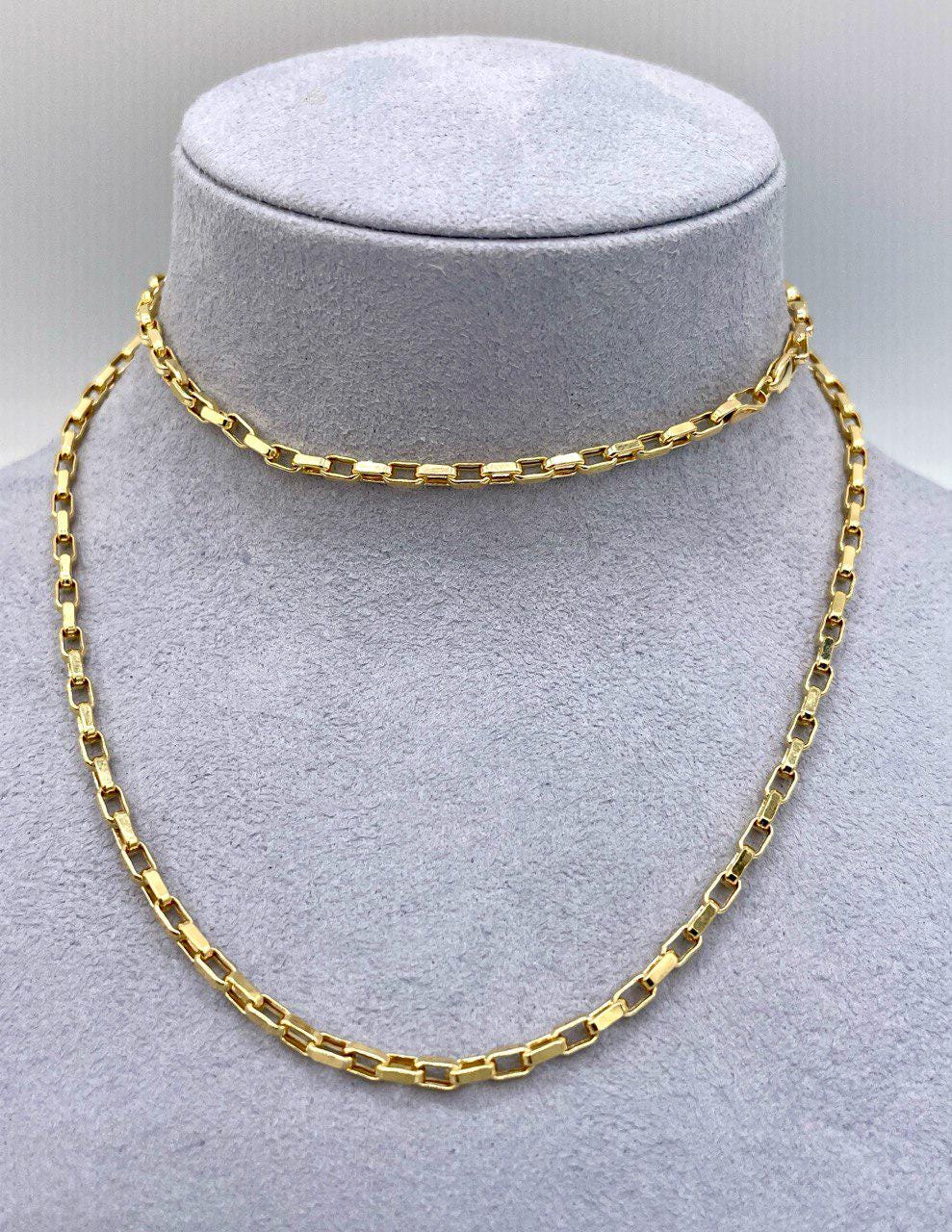 14K Solid Gold Box Chain Necklace, Real 14K Gold Yellow Box Link Gold Chain, 2.5mm to _22" to 25.5", Genuine Solid Gold Chain for Men/Women!