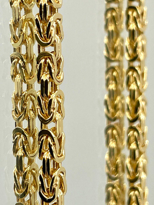 14K Solid Gold Byzantine Chain Necklace, 3mm - 24" 26" 14K Solid Gold Links Byzantine Necklace, Real 14K Yellow Gold Luxury Chain Necklace!