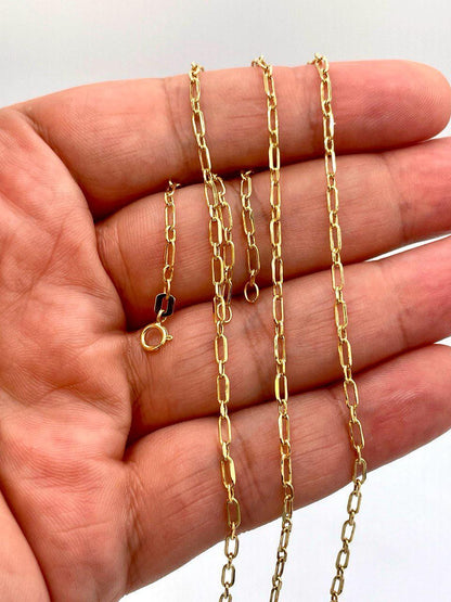 14K Solid Gold Paperclip Bracelet Chain, Real 14K Yellow Gold Paperclip Link Bracelet, 2.2MM, Gold Bracelet For Men & Women, Birthday Gift!