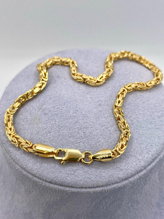 14K Yellow Solid Gold Byzantine Bracelet Chain, 14K Pure Gold Byzantine 2.5mm thick, 8.5" lengths, 14K Real Gold Bracelet for Men/Women!
