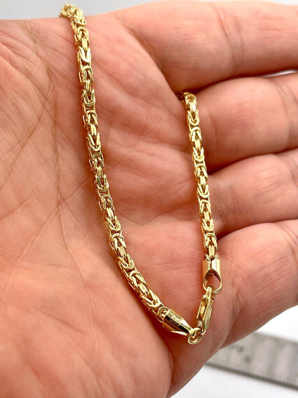 14K Yellow Solid Gold Byzantine Bracelet Chain, 14K Pure Gold Byzantine 2.5mm thick, 8.5" lengths, 14K Real Gold Bracelet for Men/Women!