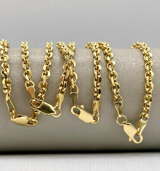 14K Solid Gold Rolo Bracelet, Real 14K Gold Rolo Chain Bracelet,Yellow Gold Bracelet for Men/Women,14K Gold Bracelet 4mm 4.5mm - 7.5", Gift!