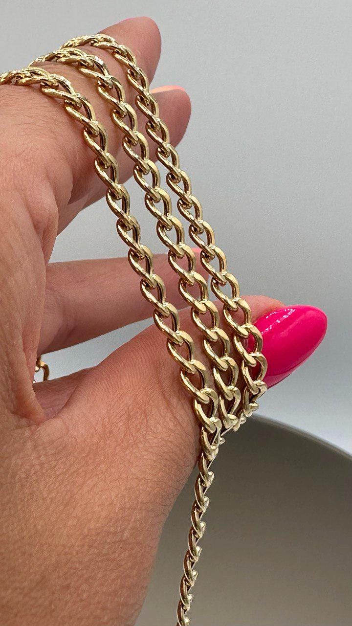14K Solid Gold Miami Cuban Chain Necklace, Curb Cuban Links Chain, Real 14K Gold Chain for Men/Women, 5mm _ 19.75"- 25.5", 14K Gold Chain!