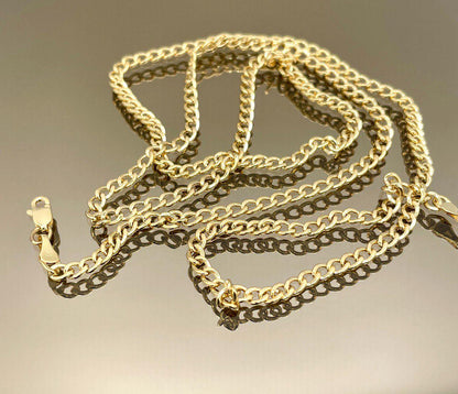 14K Solid Gold Miami Cuban Link Chain Necklace/ 14K Yellow Cuban Necklace/ 3.2mm, 22"- 25.5" Link Cuban Chain for Men & Woman/Birthday Gift!