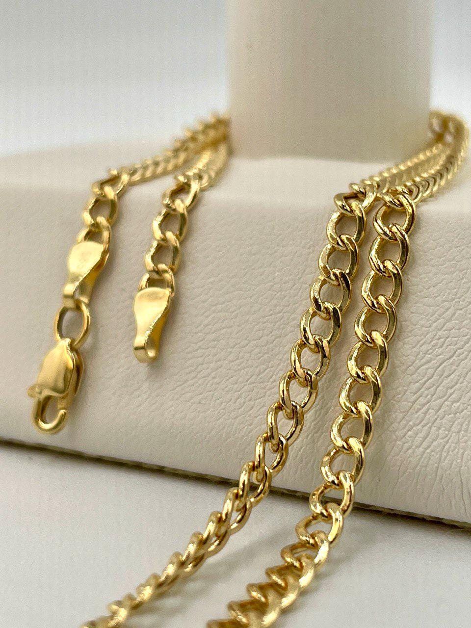 14K Solid Gold Curb Cuban Bracelet Chain, Real 14K Yellow Gold Bracelet, 3.2mm wide_7.5" Curb Links Bracelet for Men & Women, Birthday Gift!