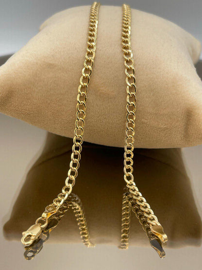 14K Solid Gold Curb Cuban Bracelet Chain, Real 14K Yellow Gold Bracelet, 3.2mm wide_7.5" Curb Links Bracelet for Men & Women, Birthday Gift!