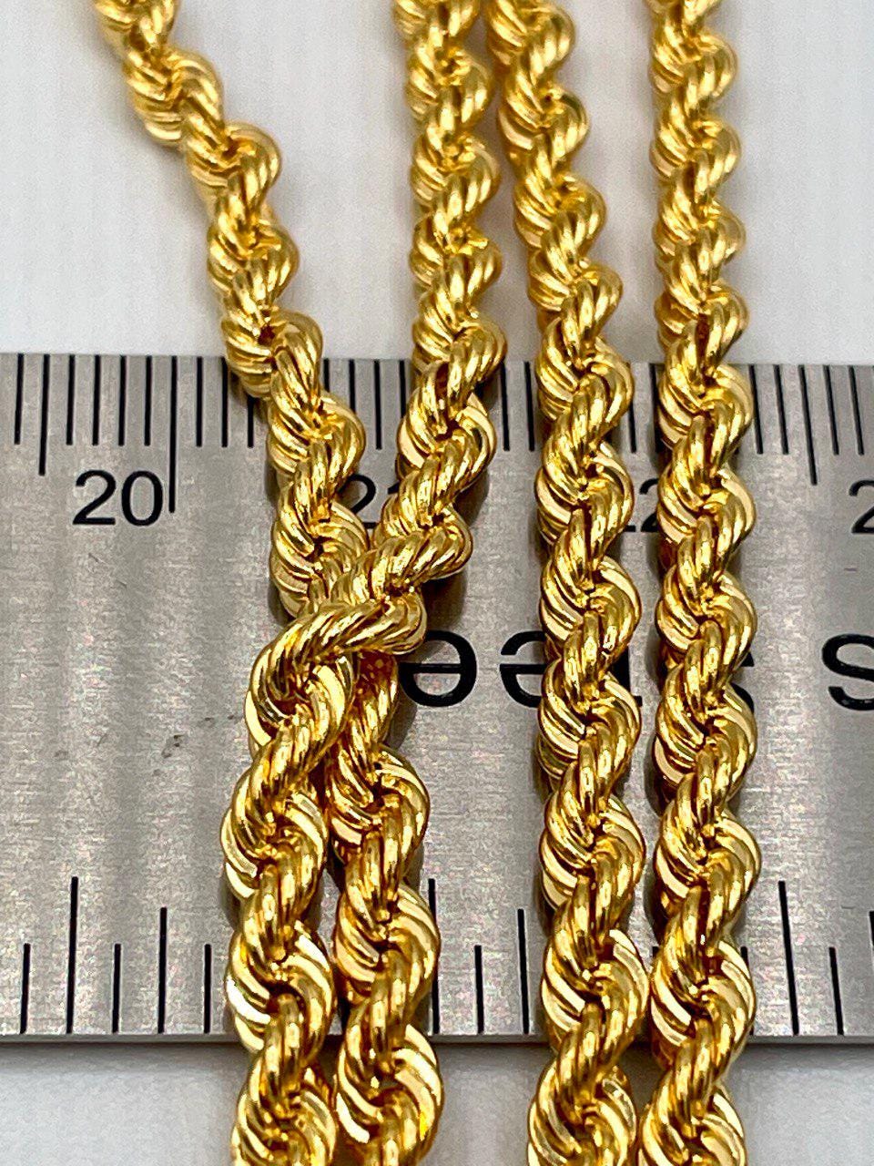 14K Solid Gold Rope Chain Necklace, Pure 14K Gold Rope Chain, 4MM_26"- 27.5",Real 14 Karat Yellow Gold Chain for Men & Women, Birthday Gift!