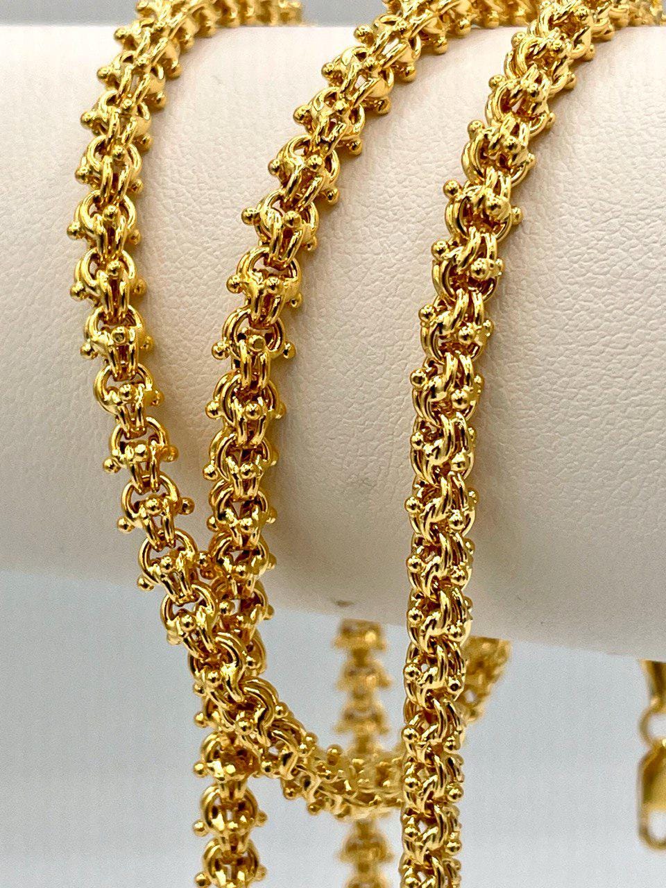 14K Solid Gold Elegant Chain Necklace,Hand made Gold Elegant chain Wheat Necklace, 4.5mm _26" Real Gold Chain for Men & Women,Birthday Gift!