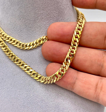 14K Solid Gold Curb Chain Necklace – Real Gold 6mm Miami Cuban Link – Unisex Heavy Gold Chain for Men & Women – Luxury 14K Gold Jewelry