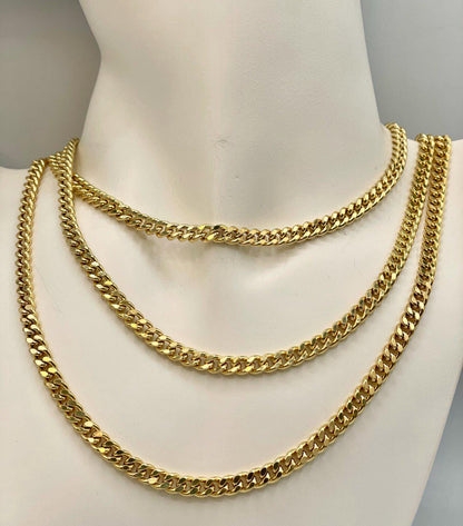 14K Solid Gold Curb Chain Necklace, Solid 14K Real Gold Curb Links Miami Cuban Chain for Men/Women, 5mm-thick Solid Gold Chain for Him/Her!