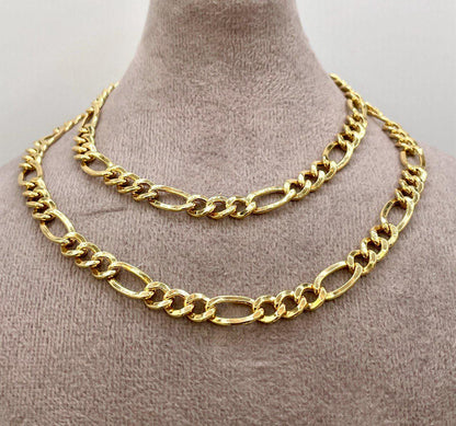 14K Gold Figaro Chain Necklace, Solid 14K Gold Figaro Chain for Men/Women, Gold Figaro Link Chain for Him/Her, 6mm thick, Birthday Gift!