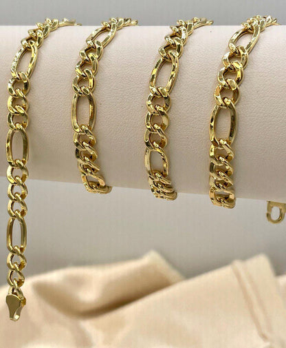 14K Gold Figaro Chain Necklace, Solid 14K Gold Figaro Chain for Men/Women, Gold Figaro Link Chain for Him/Her, 6mm thick, Birthday Gift!