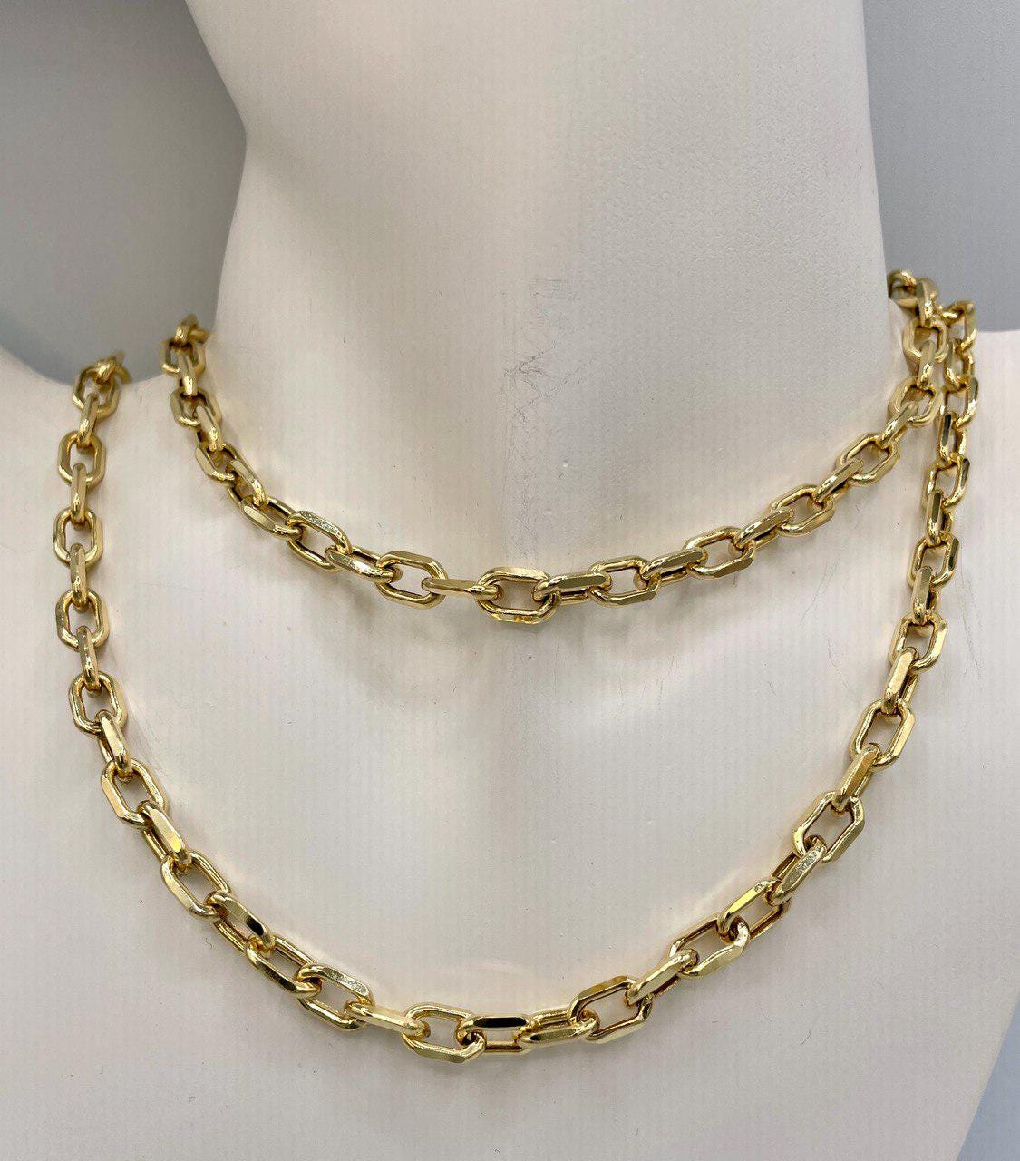14K Solid Gold Cable Chain Necklace, Real 14K Gold Cable Link Diamond-cut Chain, 6MM Thick, Real 14K Gold Trending Chain for Men & Women!