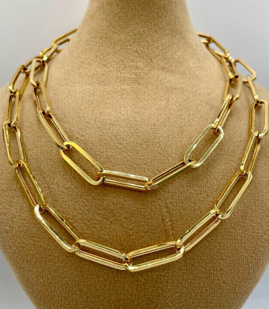 14K Solid Gold Paperclip Necklace, Real 14K Yellow Gold Paperclip Chain, Gold Links Necklace, 7MM Thick, Real Gold Chain For Men & Women!