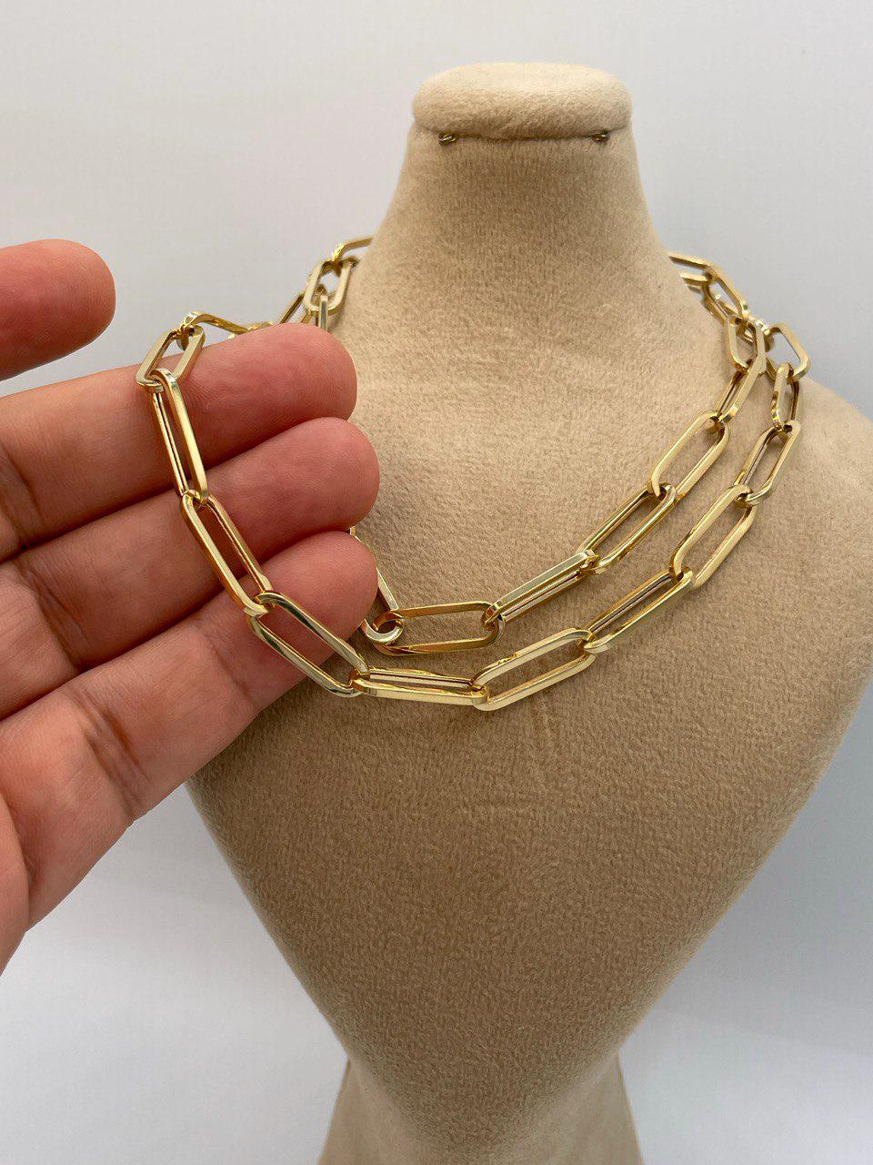 14K Solid Gold Paperclip Necklace, Real 14K Yellow Gold Paperclip Chain, Gold Links Necklace, 7MM Thick, Real Gold Chain For Men & Women!