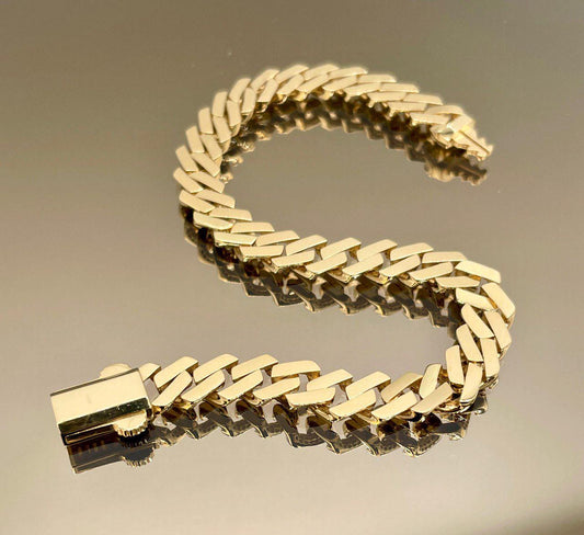 18K Solid Gold Miami Cuban Bracelet, Real 18K Yellow Gold Chunky Cuban Chain Link Bracelet, 7MM Thick, Real Gold Bracelet For Men & Women!