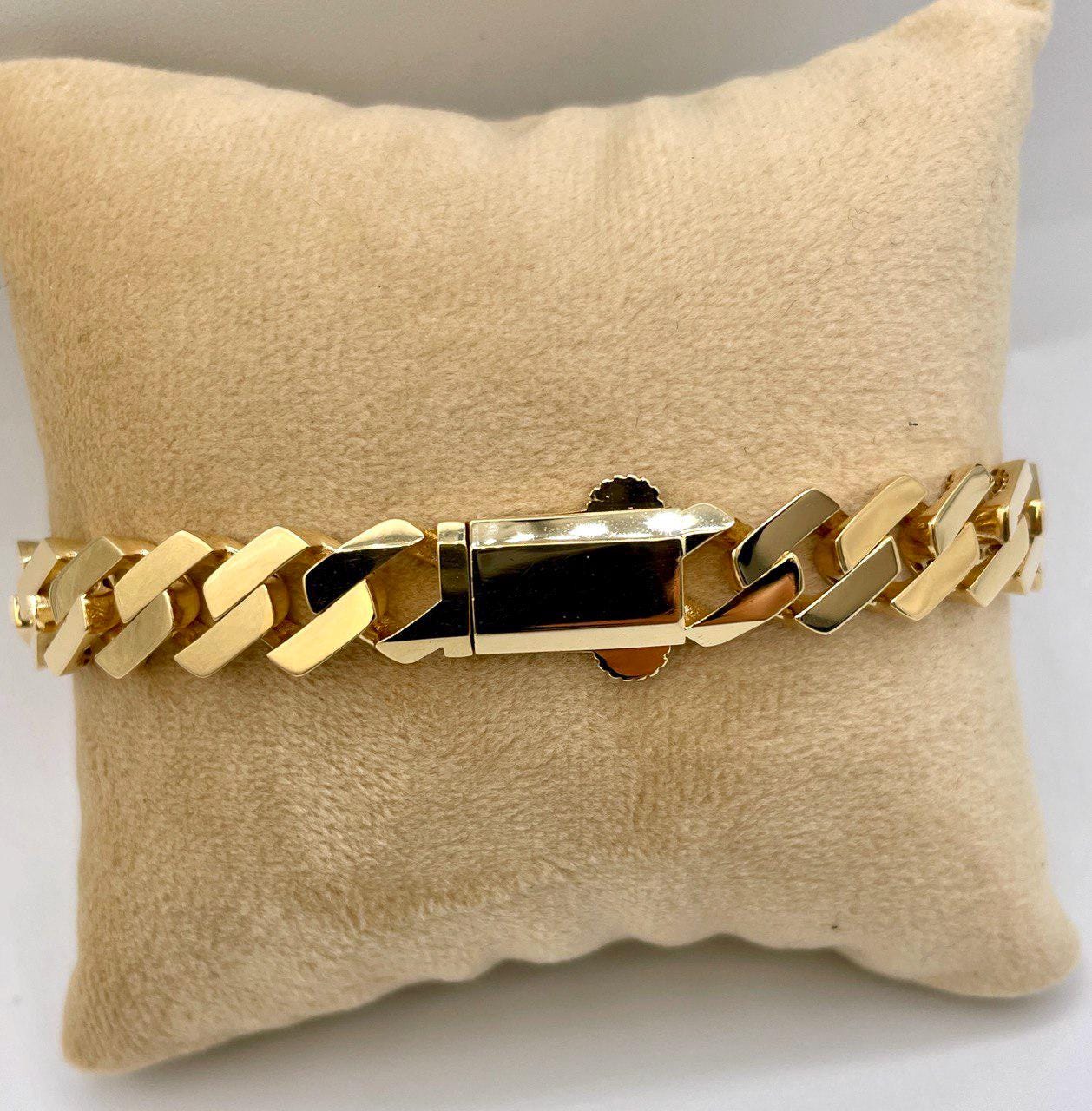 18K Solid Gold Miami Cuban Bracelet, Real 18K Yellow Gold Chunky Cuban Chain Link Bracelet,10MM Width, Real Gold Bracelet For Men & Women!