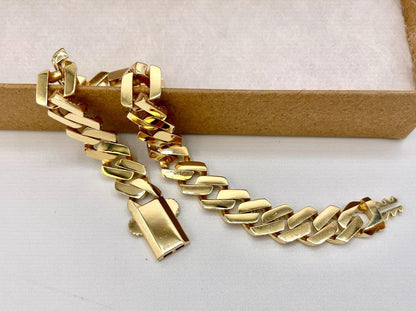 18K Solid Gold Miami Cuban Bracelet, Real 18K Yellow Gold Chunky Cuban Chain Link Bracelet,10MM Width, Real Gold Bracelet For Men & Women!