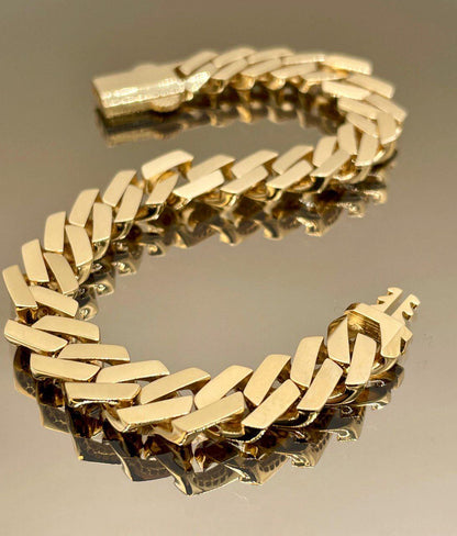 18K Solid Gold Miami Cuban Bracelet, Real 18K Yellow Gold Chunky Cuban Chain Link Bracelet,10MM Width, Real Gold Bracelet For Men & Women!