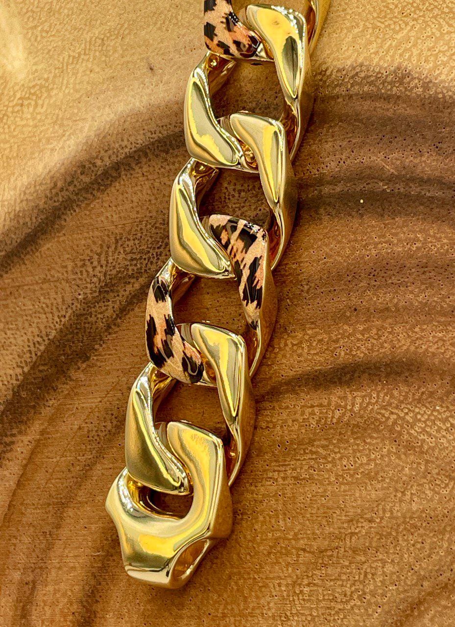 18K Gold Miami Cuban Leopard Bracelet, Real 18K Yellow Gold Chunky Cuban Chain Link Bracelet,18MM Thick, Real Gold Bracelet For Men & Women!