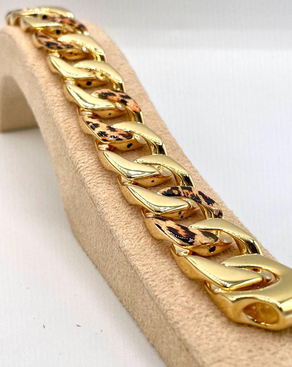 18K Gold Miami Cuban Leopard Bracelet, Real 18K Yellow Gold Chunky Cuban Chain Link Bracelet,18MM Thick, Real Gold Bracelet For Men & Women!