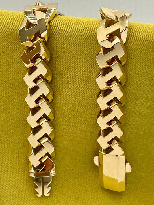 18K Solid Gold Miami Cuban Bracelet, Real 18K Yellow Gold Chunky Cuban Chain Link Bracelet, 9MM Thick, Real Gold Bracelet For Men & Women!