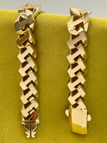 18K Solid Gold Miami Cuban Bracelet, Real 18K Yellow Gold Chunky Cuban Chain Link Bracelet, 9MM Thick, Real Gold Bracelet For Men & Women!