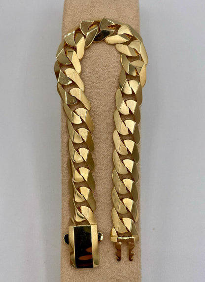 18K Solid Gold Miami Cuban Bracelet, Real 18K Yellow Gold Chunky Cuban Chain Link Bracelet,10.3MM Thick, Real Gold Bracelet For Men & Women!
