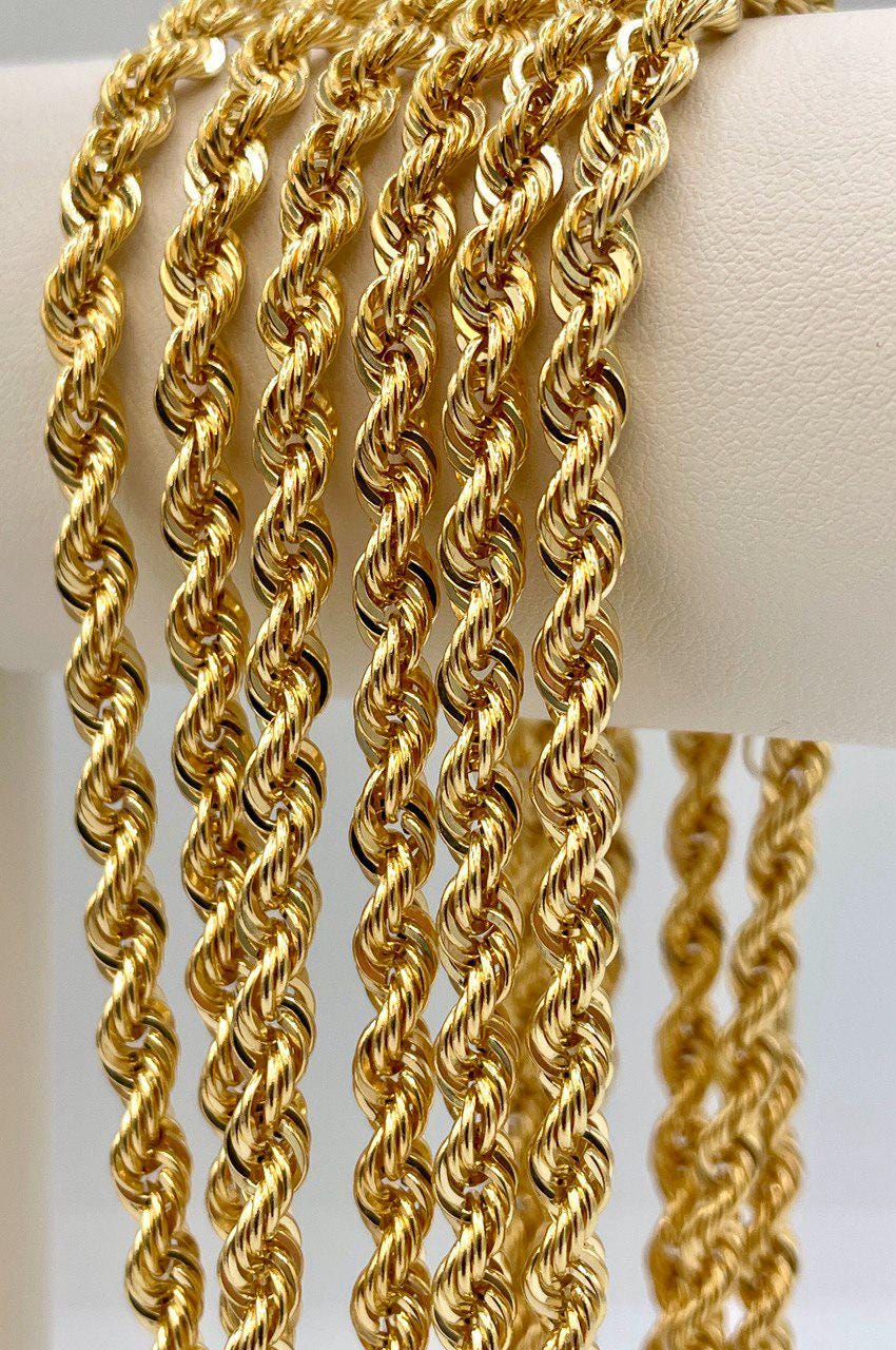 18K Solid Gold Rope Chain Necklace, Pure 18K Yellow Gold Rope Chain for Men & Women, 5MM Thick, Real Gold Chain for Him/Her, Birthday Gift!