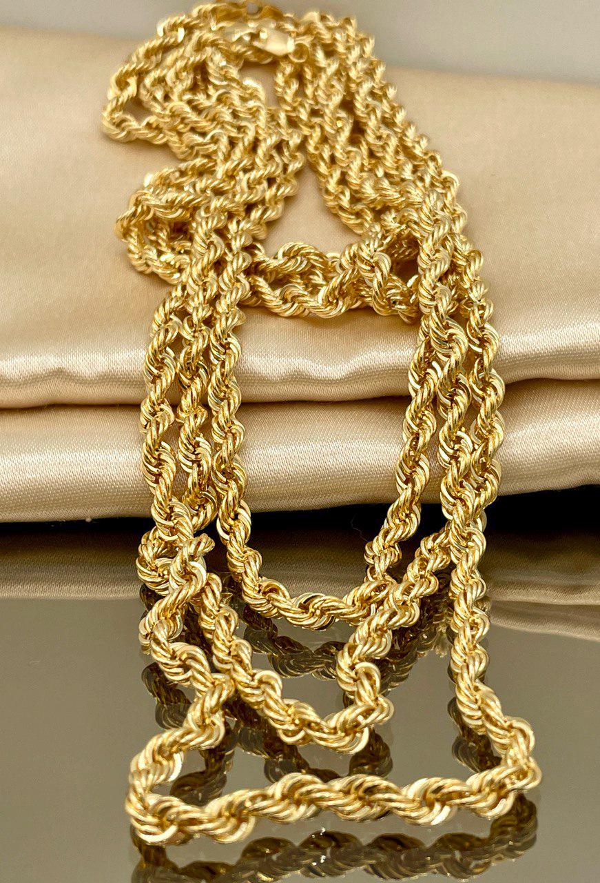 18K Solid Gold Rope Chain Necklace, Pure 18K Yellow Gold Rope Chain for Men & Women, 5MM Thick, Real Gold Chain for Him/Her, Birthday Gift!