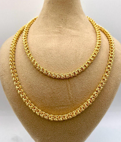 14K Solid Gold Elegant Chain Necklace,Hand made Gold Elegant chain Wheat Necklace, 4.5mm _26" Real Gold Chain for Men & Women,Birthday Gift!