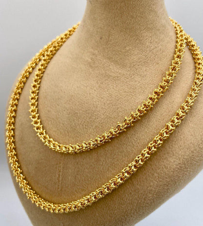14K Solid Gold Elegant Chain Necklace,Hand made Gold Elegant chain Wheat Necklace, 4.5mm _26" Real Gold Chain for Men & Women,Birthday Gift!