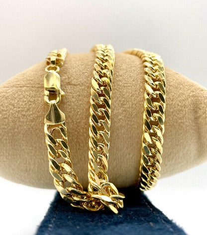 14K Solid Gold Curb Chain Necklace – Real Gold 6mm Miami Cuban Link – Unisex Heavy Gold Chain for Men & Women – Luxury 14K Gold Jewelry