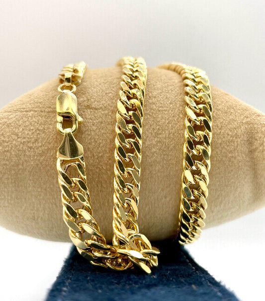 14K Solid Gold Curb Chain Necklace – Real Gold 6mm Miami Cuban Link – Unisex Heavy Gold Chain for Men & Women – Luxury 14K Gold Jewelry