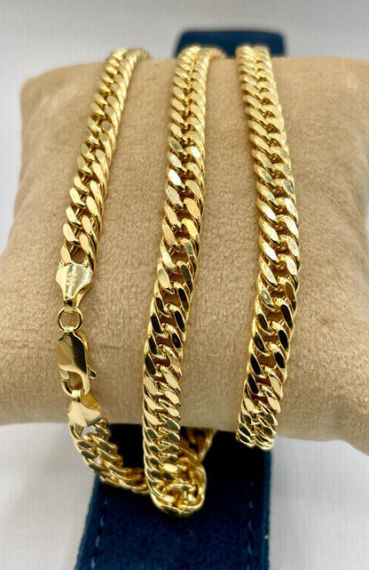 14K Solid Gold Curb Chain Necklace – Real Gold 6mm Miami Cuban Link – Unisex Heavy Gold Chain for Men & Women – Luxury 14K Gold Jewelry