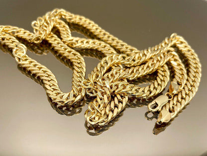 14K Solid Gold Curb Chain Necklace – Real Gold 6mm Miami Cuban Link – Unisex Heavy Gold Chain for Men & Women – Luxury 14K Gold Jewelry
