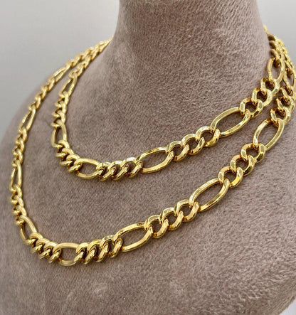 14K Gold Figaro Chain Necklace, Solid 14K Gold Figaro Chain for Men/Women, Gold Figaro Link Chain for Him/Her, 6mm thick, Birthday Gift!
