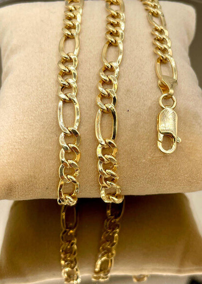14K Gold Figaro Chain Necklace, Solid 14K Gold Figaro Chain for Men/Women, Gold Figaro Link Chain for Him/Her, 6mm thick, Birthday Gift!