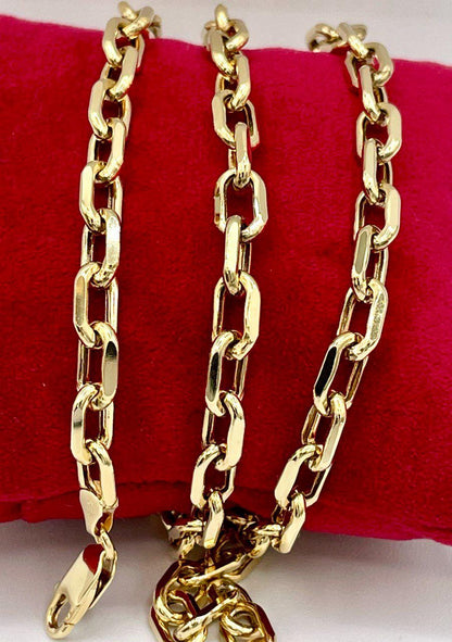 14K Solid Gold Cable Chain Necklace, Real 14K Gold Cable Link Diamond-cut Chain, 6MM Thick, Real 14K Gold Trending Chain for Men & Women!