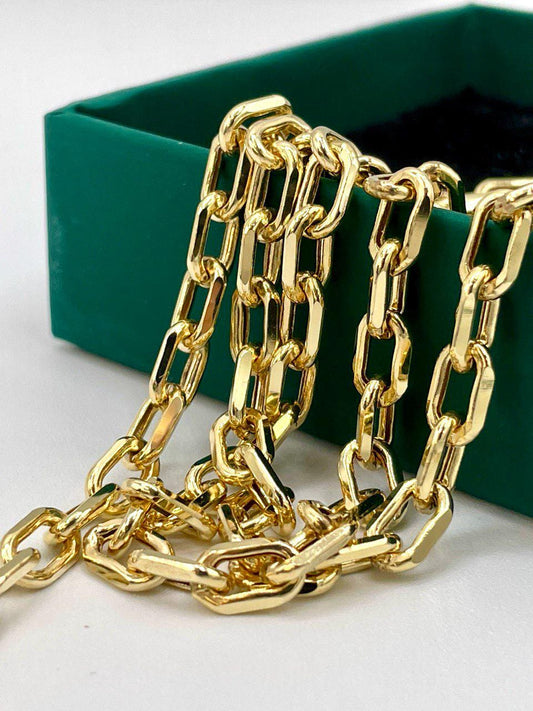 14K Solid Gold Cable Chain Necklace, Real 14K Gold Cable Link Diamond-cut Chain, 6MM Thick, Real 14K Gold Trending Chain for Men & Women!