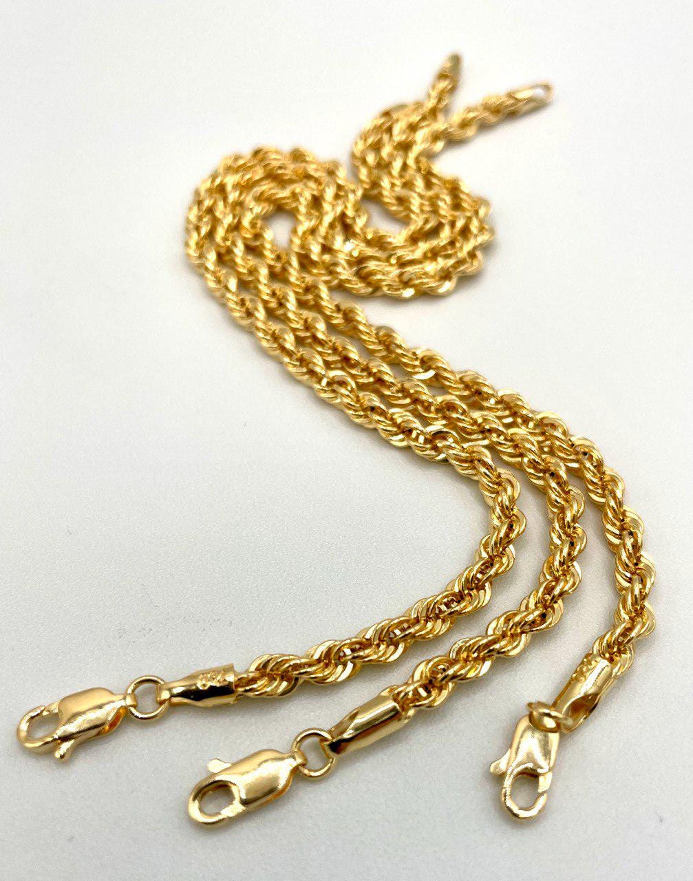 18K Solid Gold Rope Bracelet Chain, Yellow 18K Rope Bracelet Thick Twisted for Men/Women, 18K Pure Gold, 4mm, 7.5"- 8" Birthday Gift!