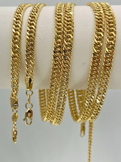 18K Solid Gold Curb Chain Necklace, Genuine 18K Gold Tight Curb Link Chain for men/Women, 4.30mm_20"-22", Real 18K Gold Chain for Him/Her!